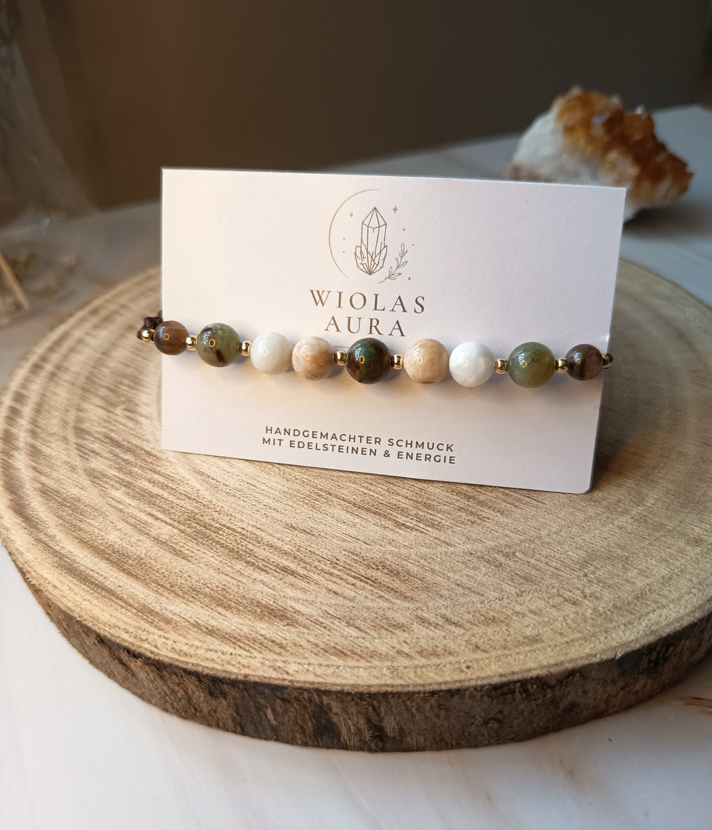 Armband mit Mondstein & Achat