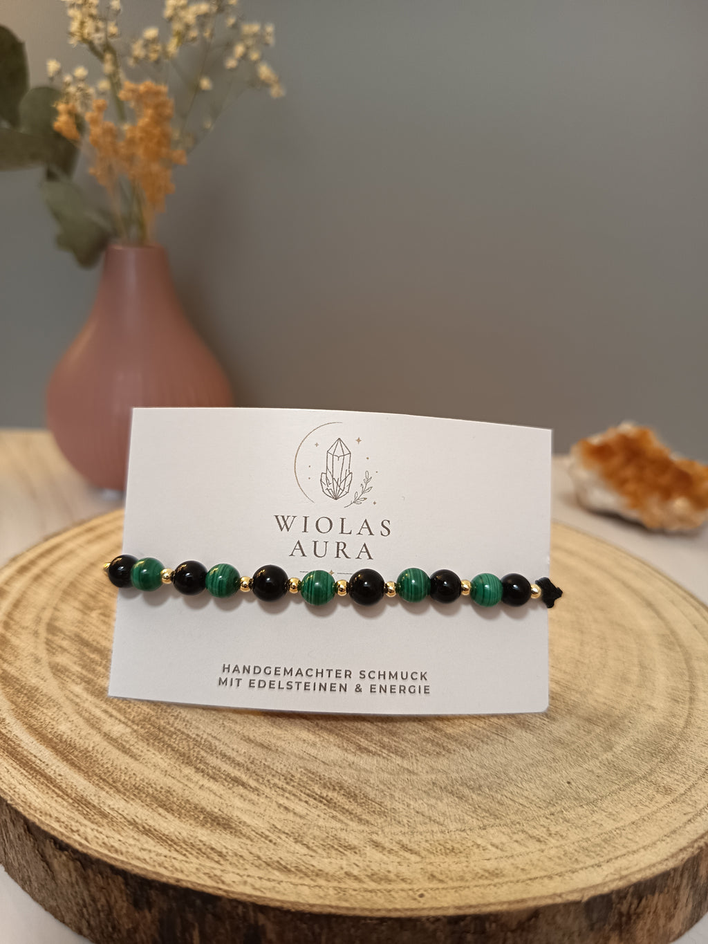 Armband mit Malachit & Obsidian