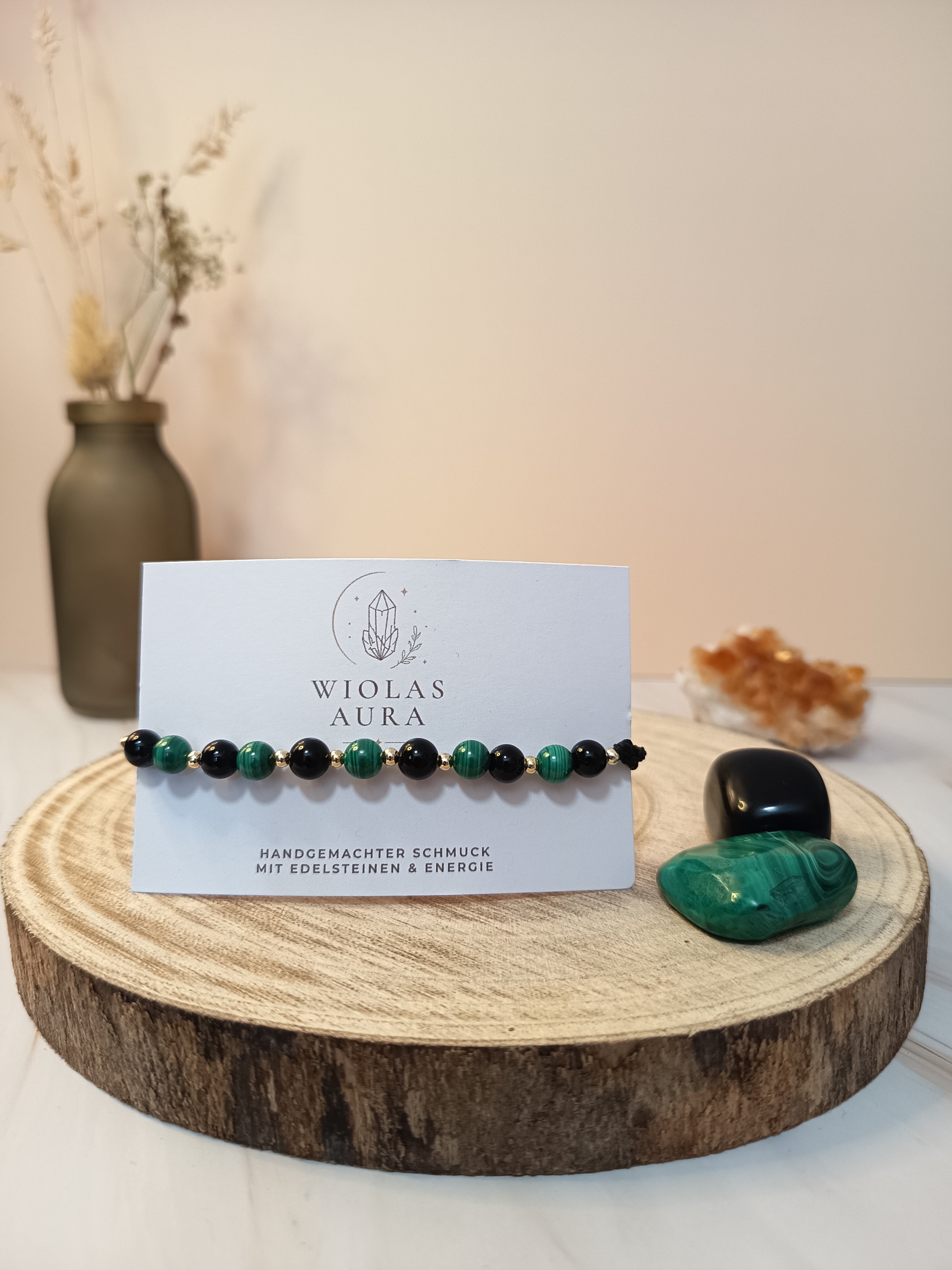 Armband mit Malachit & Obsidian