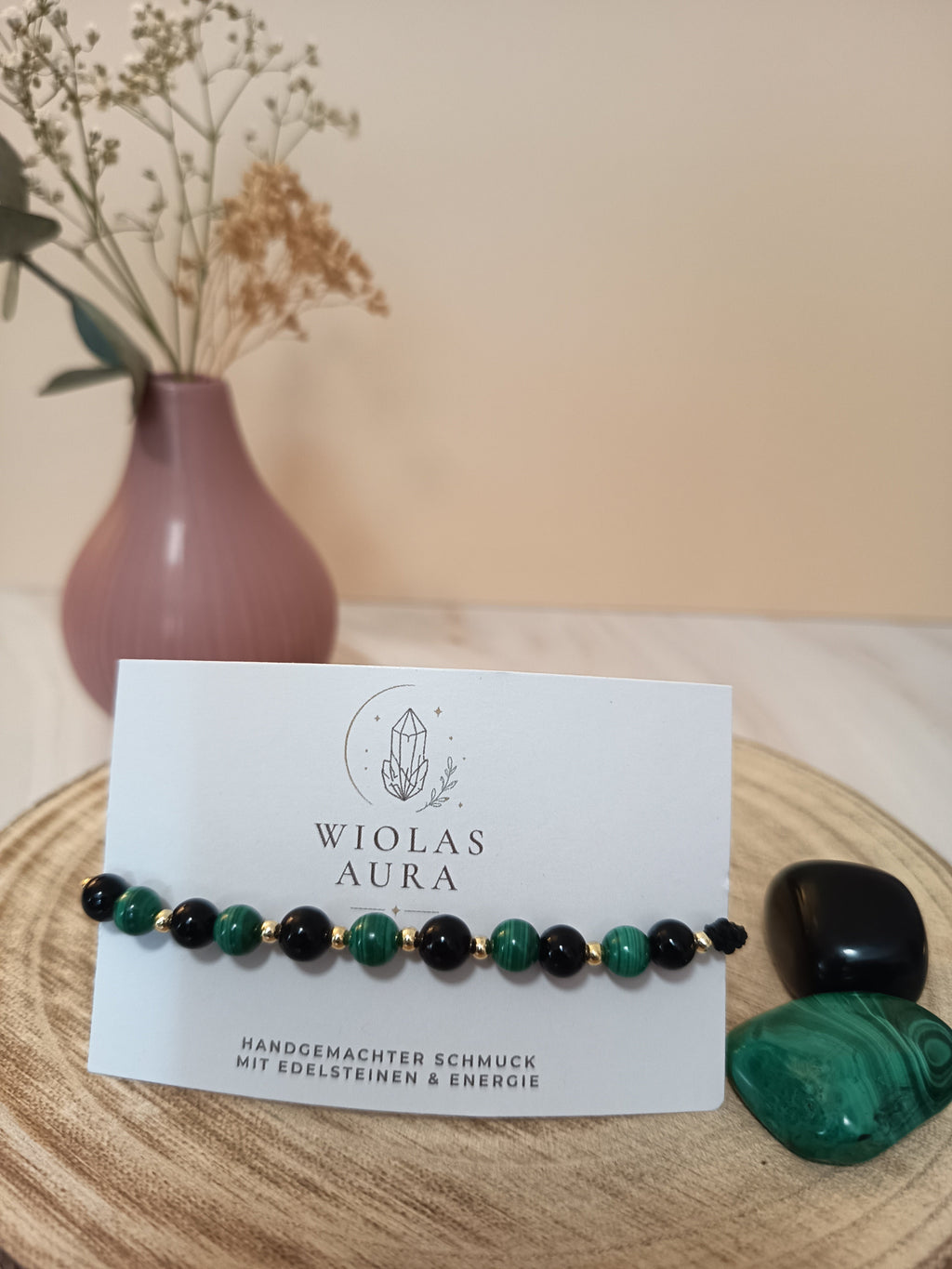 Armband mit Malachit & Obsidian