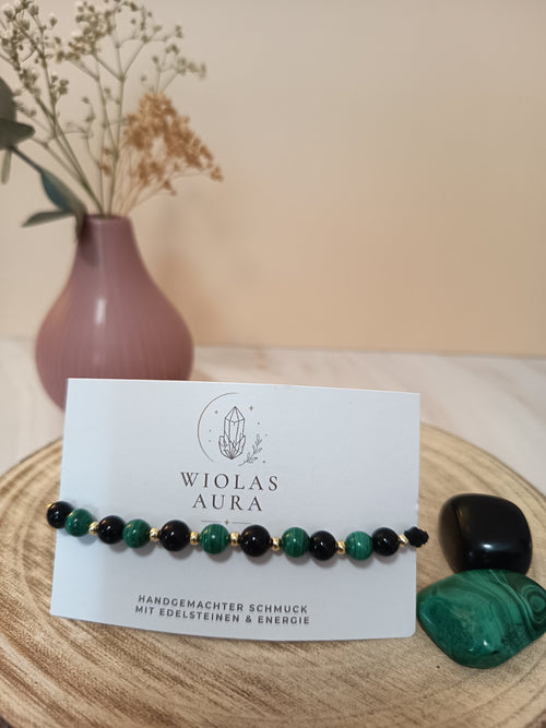 Armband mit Malachit & Obsidian