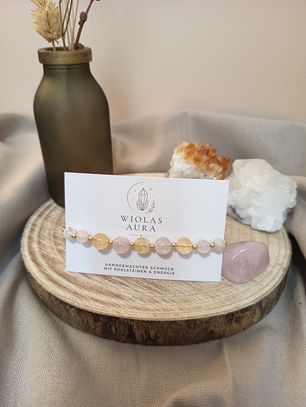 Armband mit Rosenquarz & Citrin