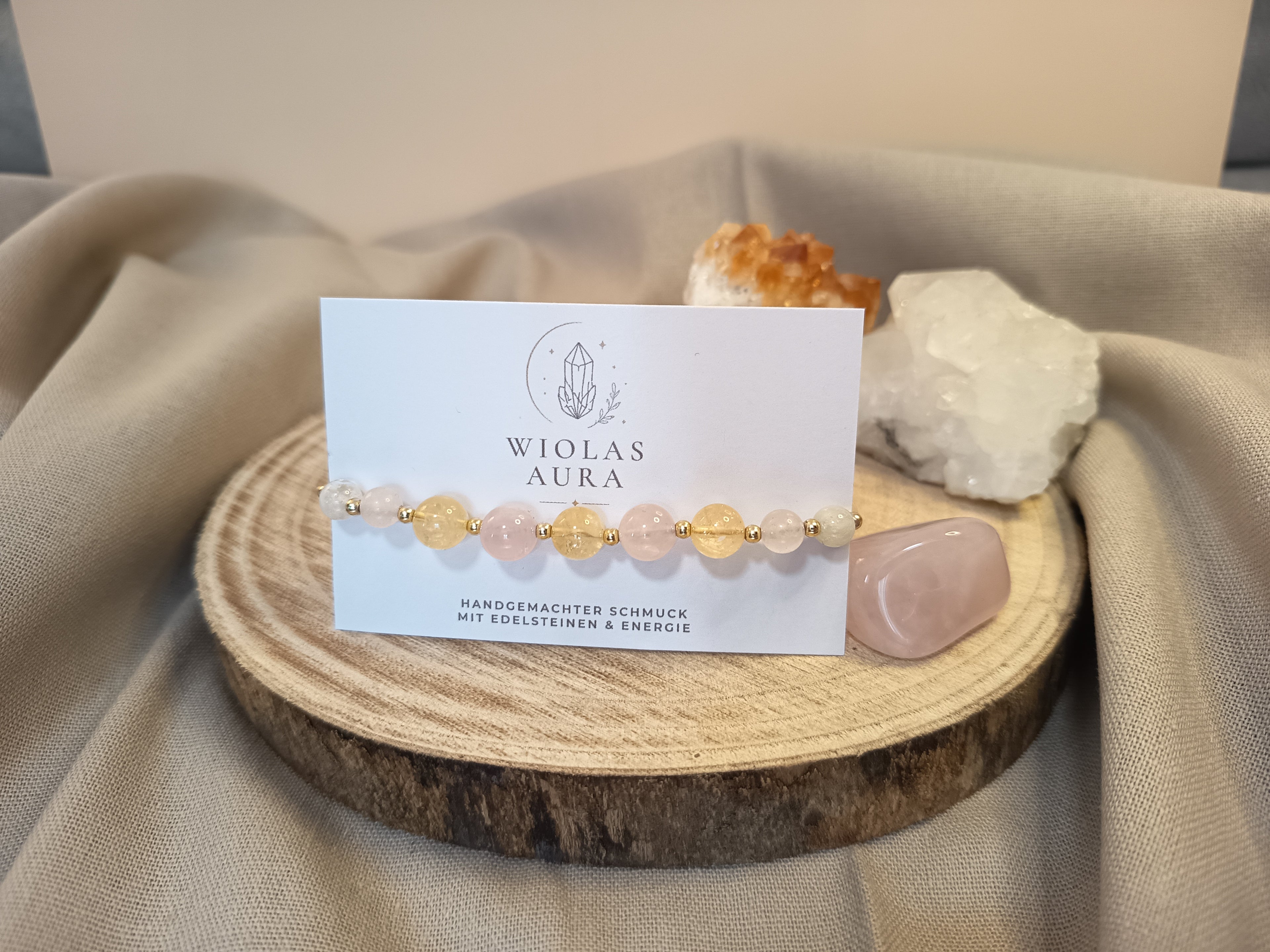 Armband mit Rosenquarz & Citrin
