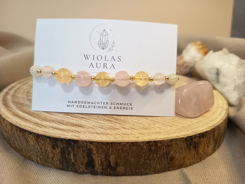 Armband mit Rosenquarz & Citrin