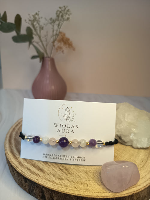 Armband mit Amethyst, Rosenquarz, Citrin & Bergkristal