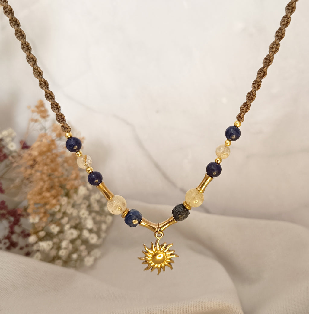 Halskette / Choker mit Citrin & Lapiz Lazuli