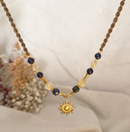 Halskette / Choker mit Citrin & Lapiz Lazuli